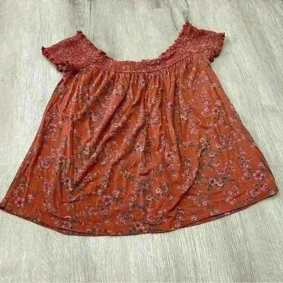 NWOT American Eagle Off The Shoulder Floral Flowy Babydoll Blouse Tank Small - Picture 3 of 6